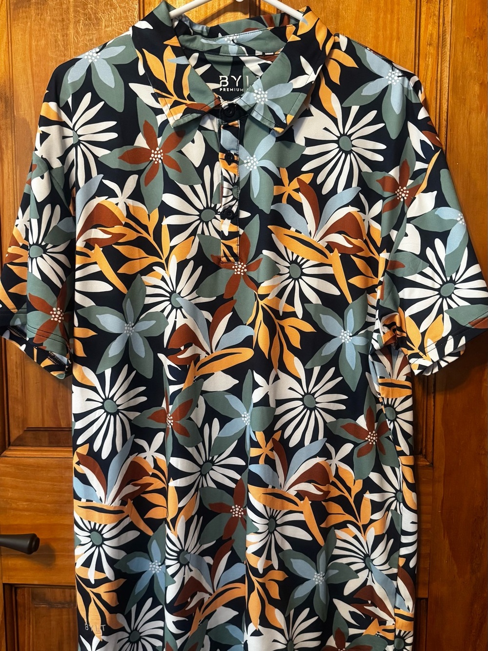 Bylt Premium Basics Tropical Floral 19th Hole Golf Polo Shirt- Navy/Multi XL